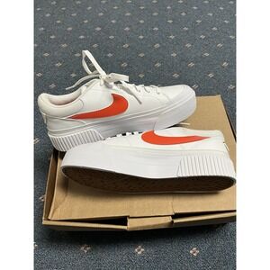 Nike Women's Court Legacy Lift Size 9.5 White Orange Rattan Black DZ5203-100